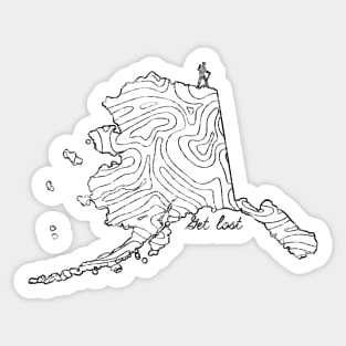 Get Lost Hiking Topographic Art Hike Alaska State Map Sticker